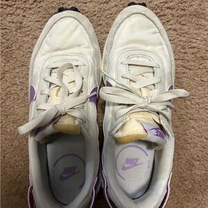 Nike White and Purple Low-Top Sneakers